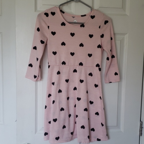 pink dress with black hearts